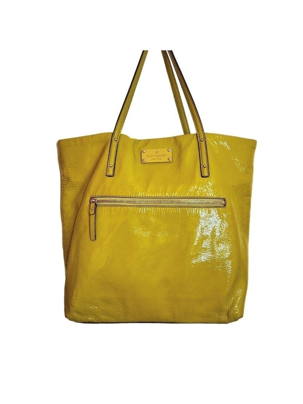 Kate Spade Yellow Patent Leather Large Shopper Tote Bag - Picture 3 of 12